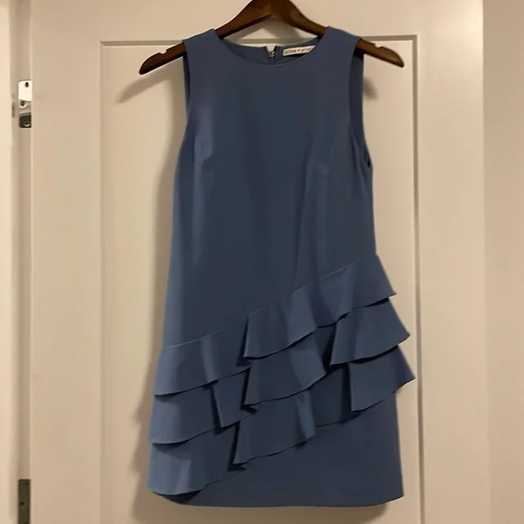 Alice + Olivia light blue Size 0 ruffle mini dress